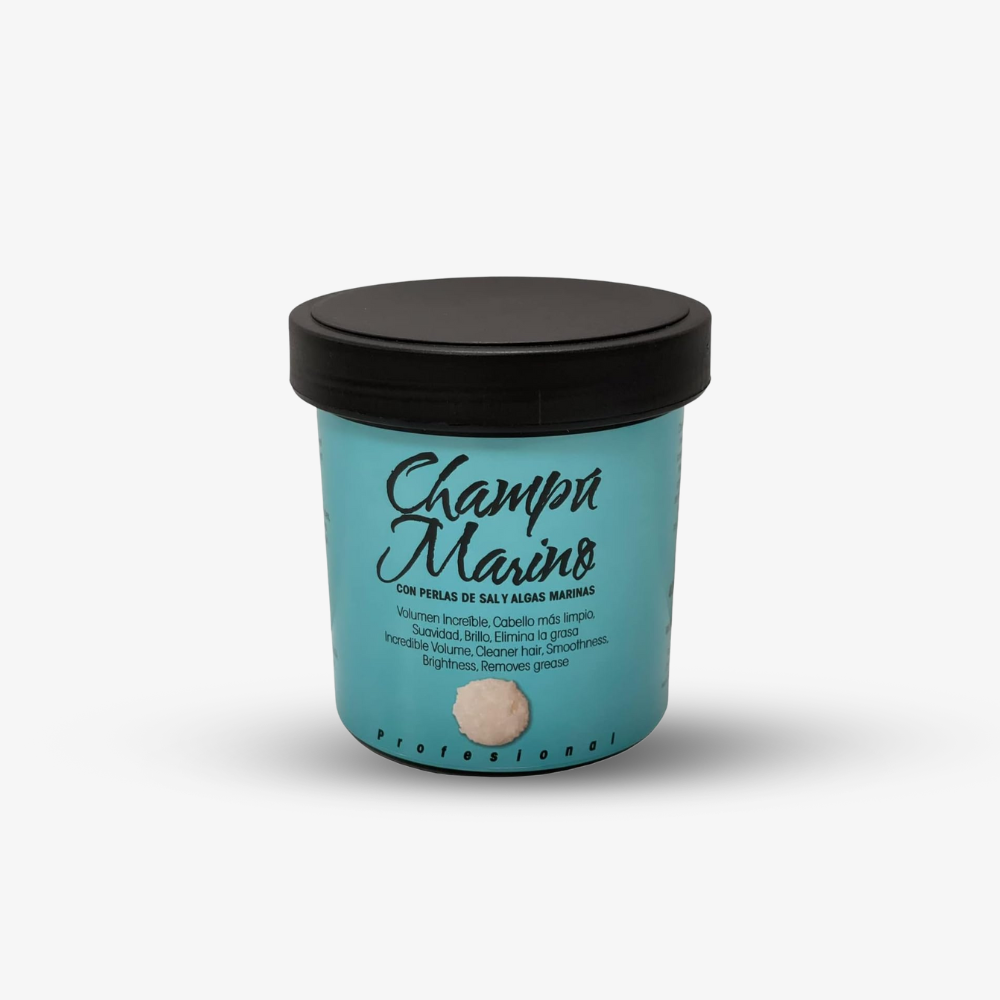 Champú marino con perlas de sal y algas marinas